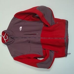Mens the north face denali jacket sz lg. Cranberry red/grey